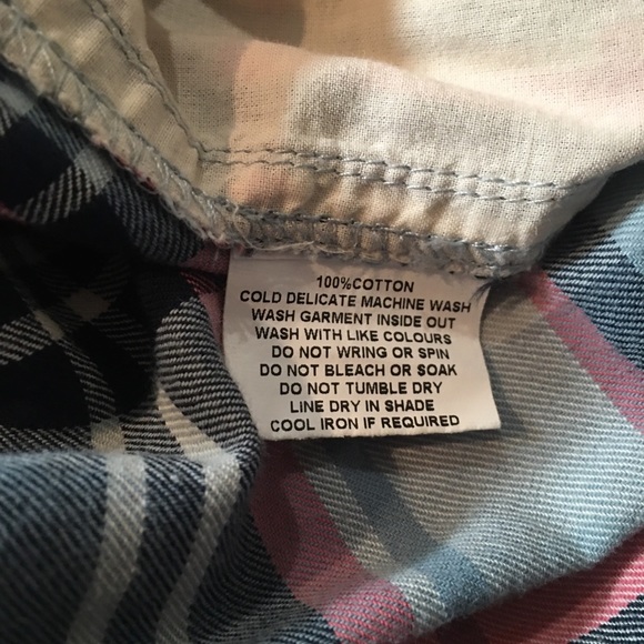 *Princess Highway*cotton plaid trousers in soft blue tones & a light pink stripe - Picture 7 of 9